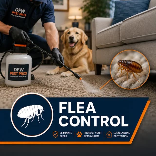 Indoor and outdoor flea treatment service for DFW homes with pets